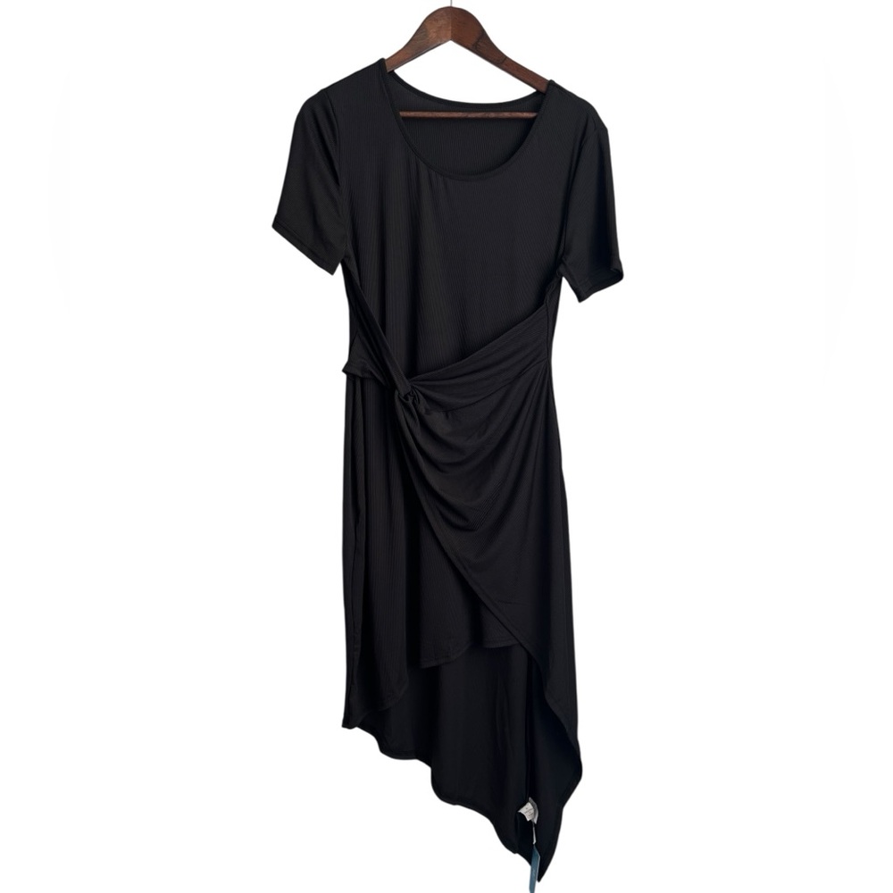Cupshe Black Shortsleeved Asymmetrical Dress XL - NWT